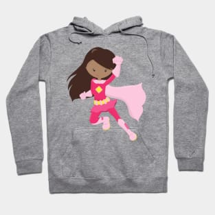 African American Girl, Superhero Girl, Pink Cape Hoodie